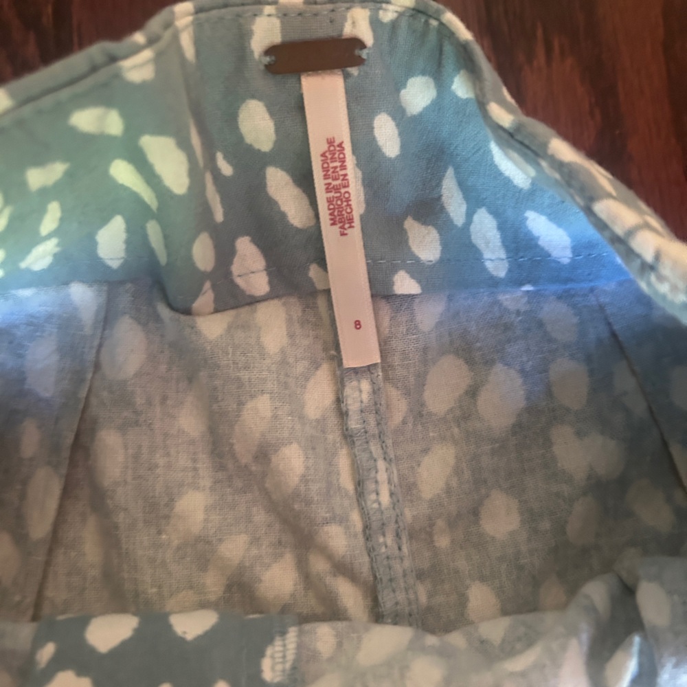 Free People Blue and White Bennet Cotton Short Size 8 - Picture 3 of 4